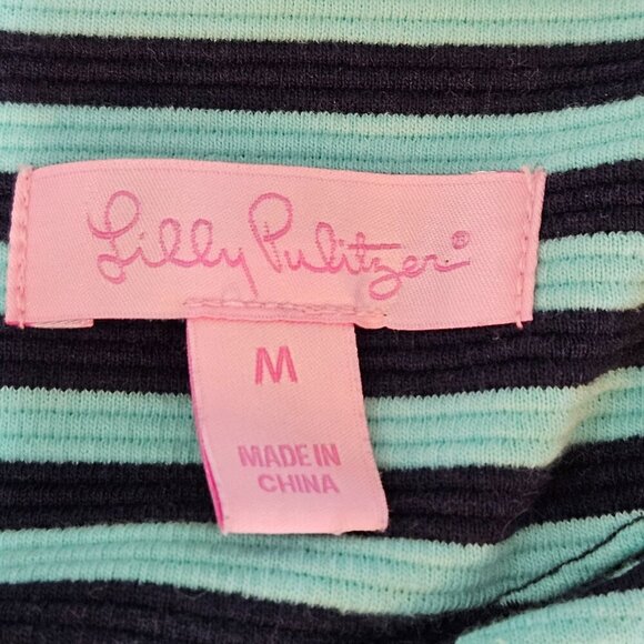 Lilly Pulitzer Charlene Striped Shift Dress Medium Blue Green Stretch - Picture 8 of 12